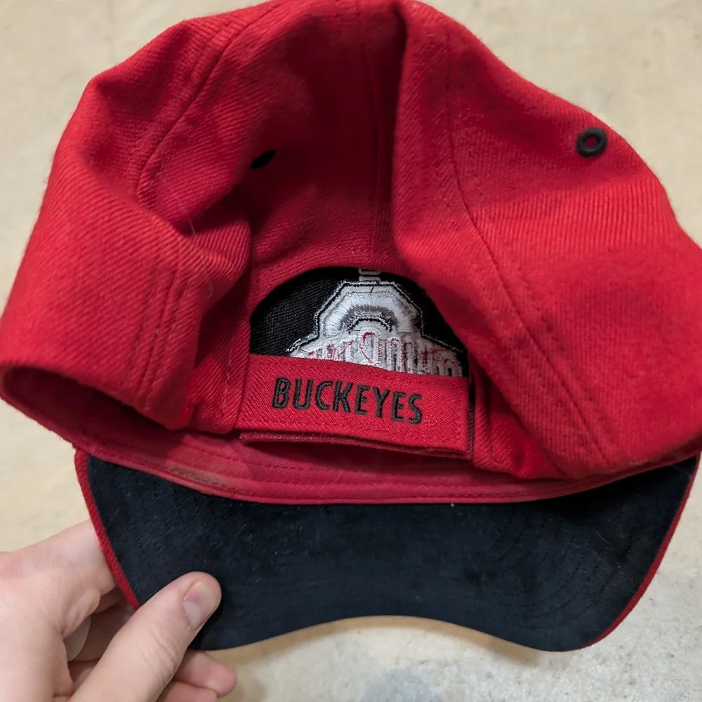 VTG Nike Team Ohio State Buckeyes Hat Red Strap Back Wool Red - Picture 6 of 6